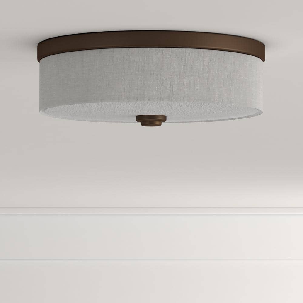 Antique Bronze LED Drum Flush Mount Ceiling Light