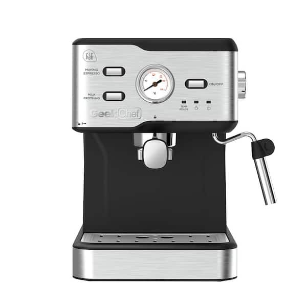 Espresso Machine with Milk Frother Steam Wand and Removable Water Tank - Silver