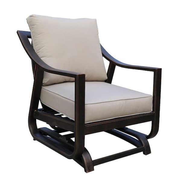 Mondawe Club Motion Chair Steel and Aluminum Outdoor Lounge Chairs with Beige Cushion (2-Pack)