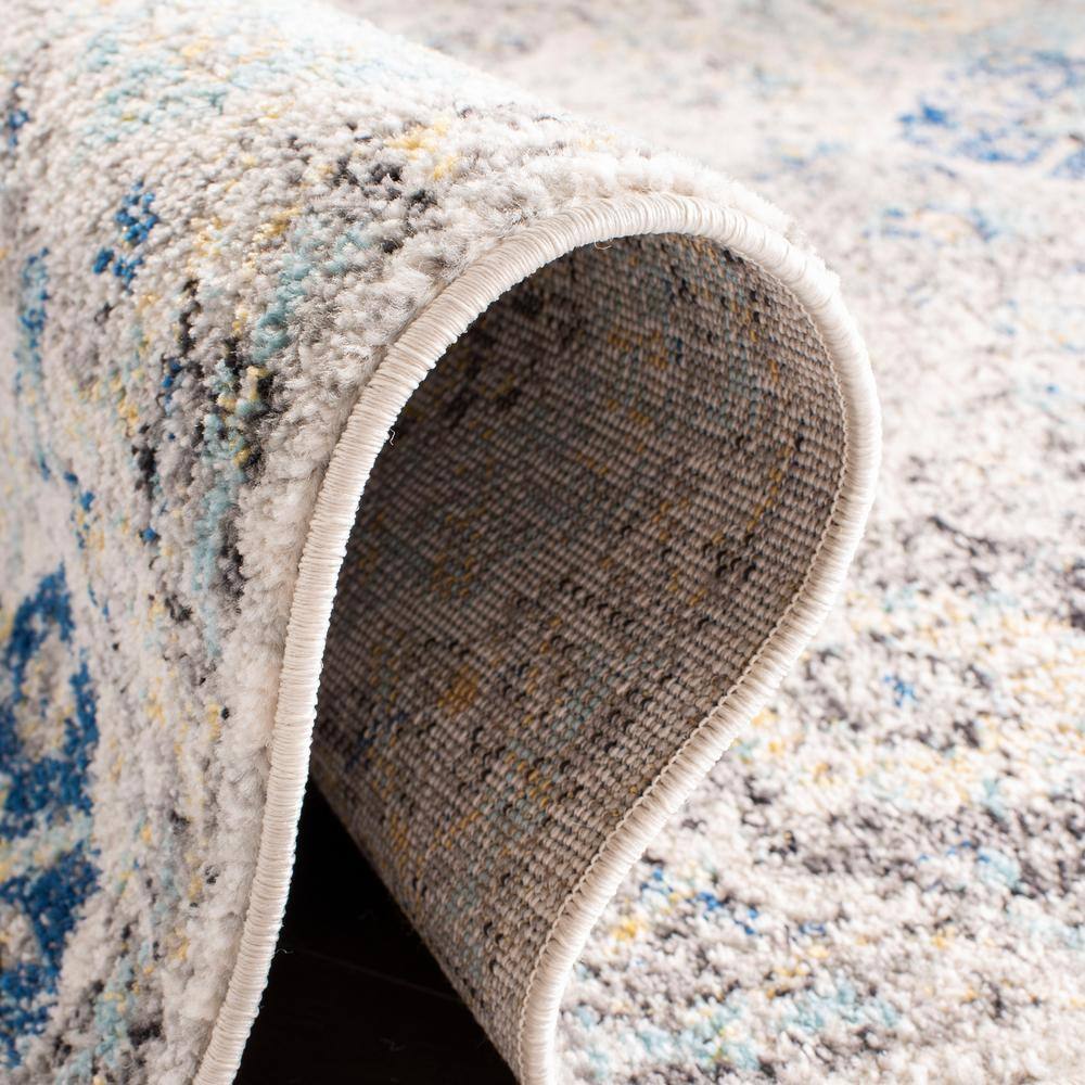 Elegant Ivory and Aqua 8' x 10' Hand-Knotted Cotton Blend Area Rug