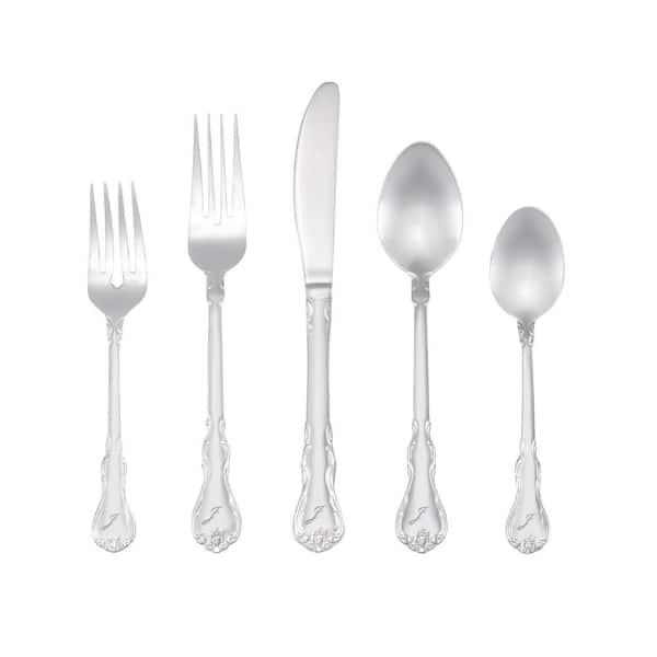 RiverRidge Home Bouquet Monogrammed Letter J 46-Piece Silver Stainless Steel Flatware Set (Service for 8)