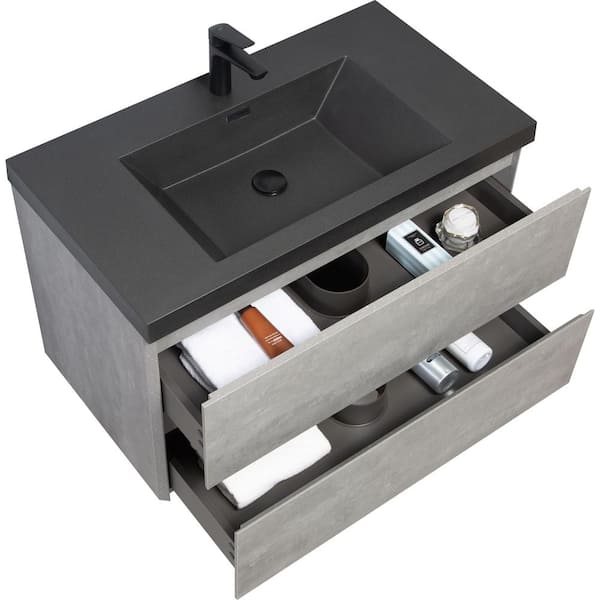 Zeus & Ruta 36 in. W Single Sink Floating Bath Vanity in Gray with