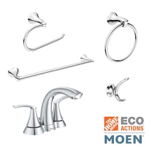 Darcy 4-Piece Bath Hardware Set with 4 in. Centerset 2-Handle Bath Faucet and 24 in. Towel Bar in Polished Chrome