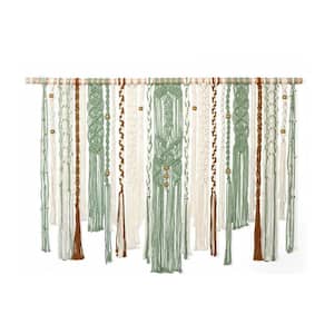 Boho Woven Beige 39 in. x 30 in. Cotton Handmade Tapestry