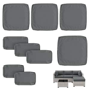 9-Pieces 25.6 in. Outdoor Patio Replacement Slip Covers for 4-Seater Furniture Cushion Grey (Covers Only)