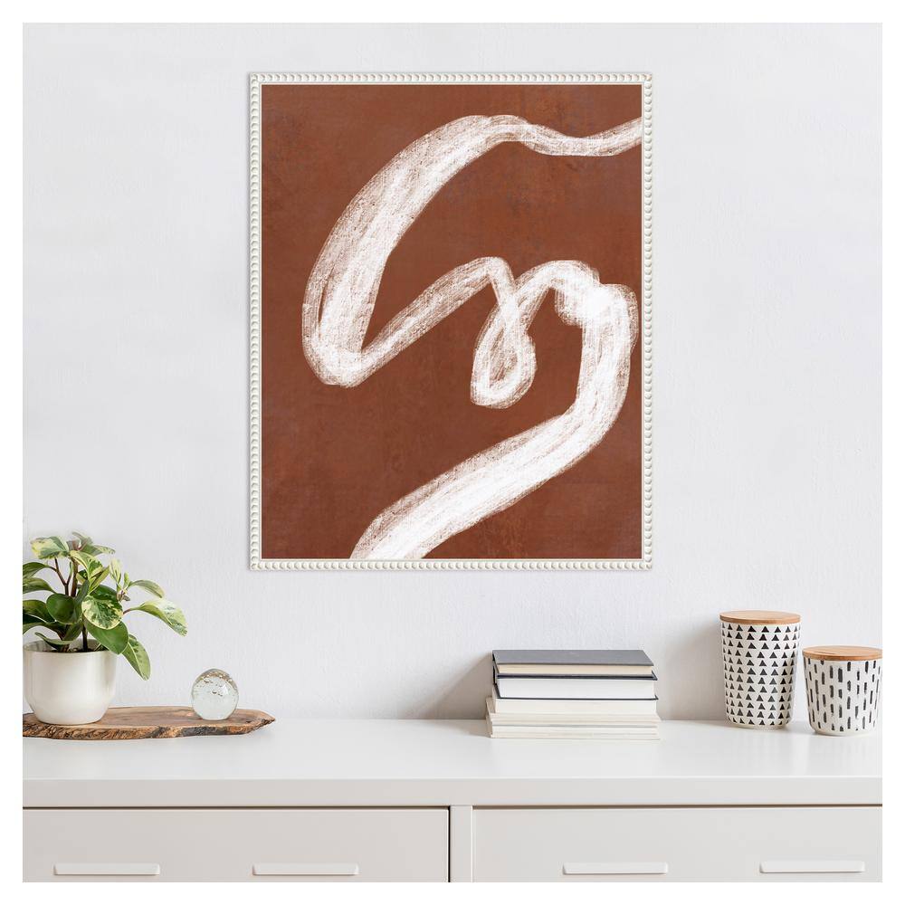 Phantom Thread I Abstract Brown and White Canvas Art with Beaded Frame