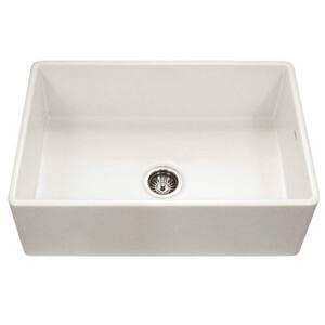 Platus Series Farmhouse Apron Front Fireclay 33 in. Single Bowl Kitchen Sink in Biscuit