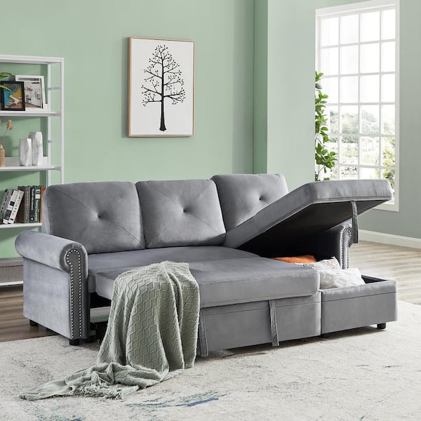 Sofa Bed Sleeper Futon Couch Convertible Modern Living Room Furniture Grey Seat 