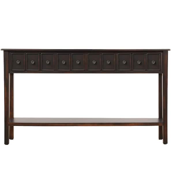 Anbazar 60 Inch Sofa Table Long Console, 60 Inch Console Table With Stools