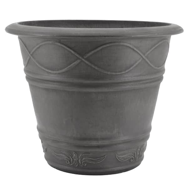 Arcadia Garden Products Western Weave 14-1/2 in. x 11 in. Dark Charcoal Composite PSW Pot