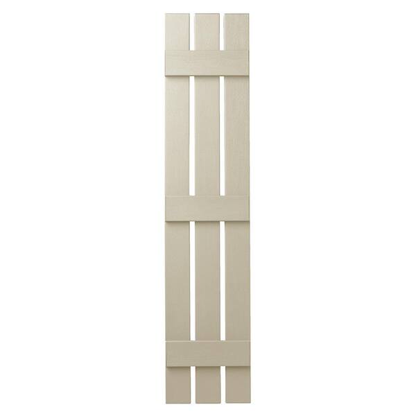 Ply Gem 12 in. x 59 in. Polypropylene 3-Board Open Board and Batten Shutters Pair in Sand Dollar