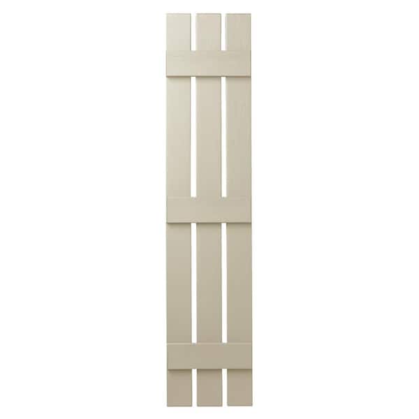Ply Gem 12 in. x 63 in. Polypropylene 3-Board Open Board and Batten Shutters Pair in Sand Dollar