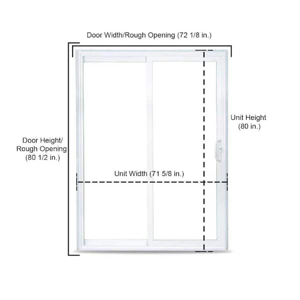 72 in. x 80 in. 70 Series White Sliding Vinyl Patio Door, Low-E Glass, DP30, Universal Handing