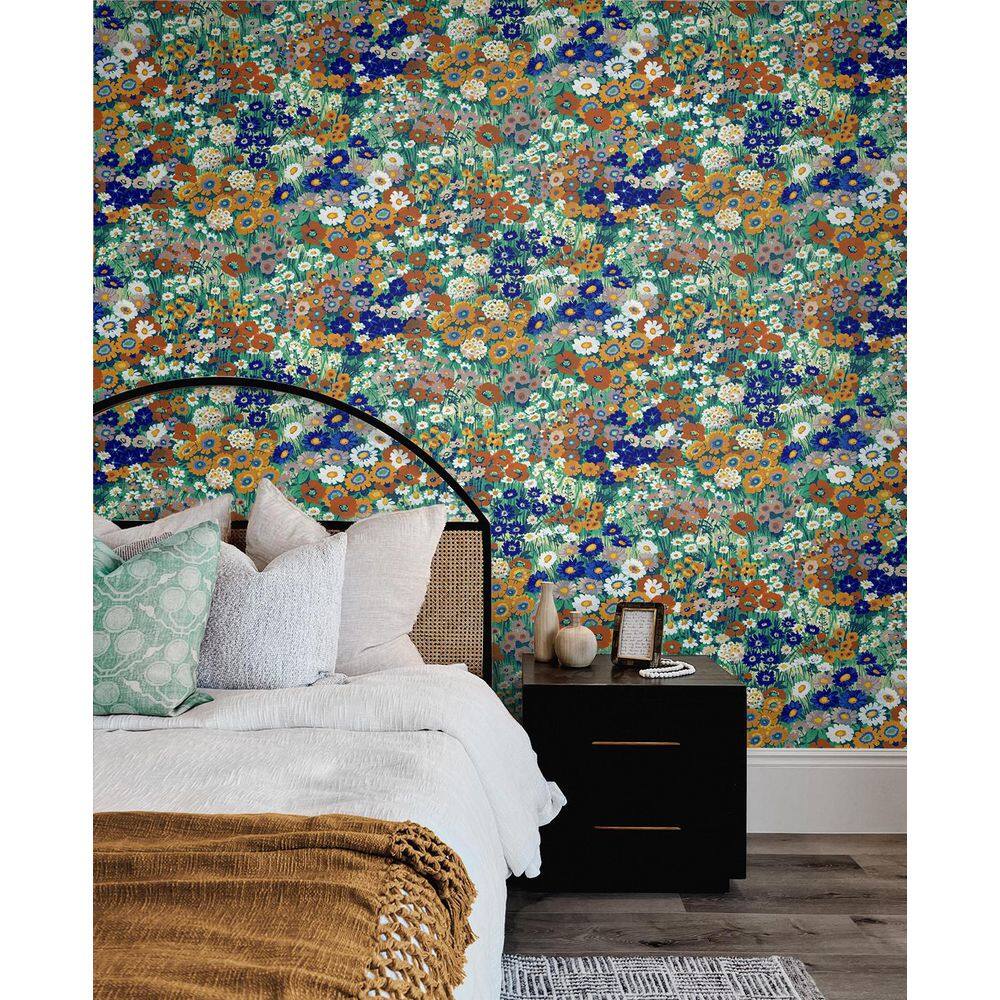 Summer Glades and Terra Cotta Floral Vinyl Peel and Stick Wallpaper