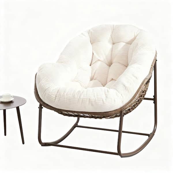 専用4 HOMEFUN Deluxe Oversized Steel Rattan Wicker Padded Patio Outdoor
