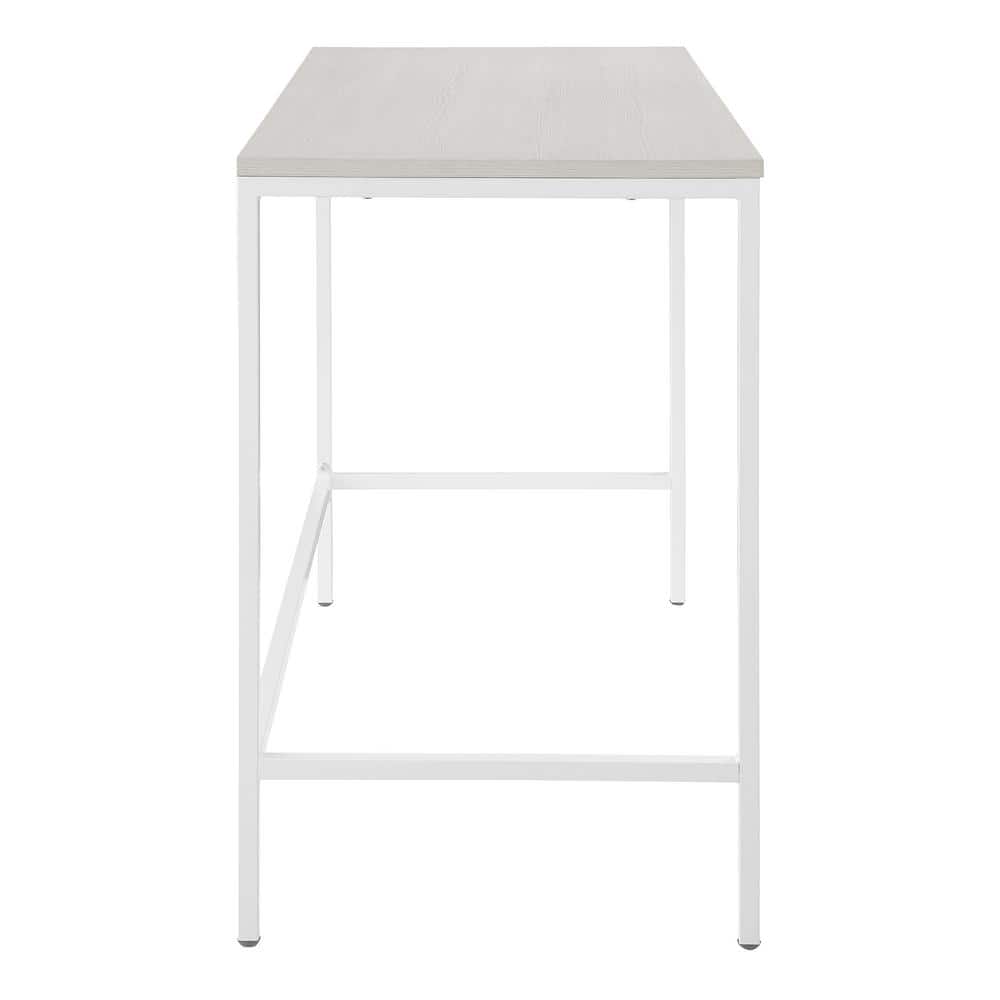 Contempo White Oak 41.7" Home Office Desk with Steel Legs and Drawer