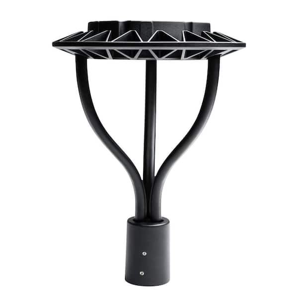 1-Light Black Aluminum Selectable Lumens Outdoor Weather Resistant LED Post Light with Integrated LED