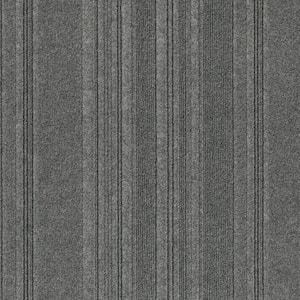 Peel and Stick First Impressions Barcode Rib Sky Grey 24 in. x 24 in. Commercial Carpet Tile (15 Tiles/Case)