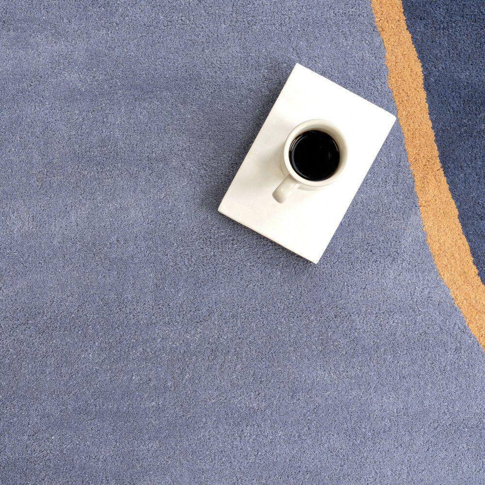 Blue Abstract Handmade Wool 4' x 6' Area Rug