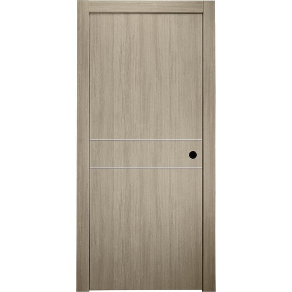 Belldinni 30 in. x 80 in. Viola 2HN Shambor Finished Aluminum Strips Left-Hand Solid Core Composite Single Prehung Interior Door