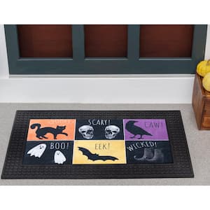 LED Halloween Spooky Patches 18 in. x 30 in. Rubber Light and Sound Door Mat