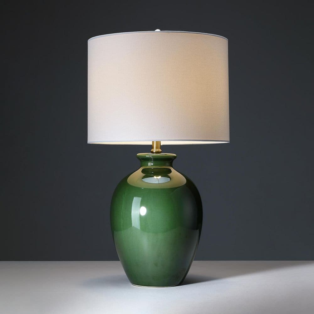 24.5in 3-Way Moss Green Ceramic Table Lamp with Drum Shade price history on PriceWatchPro