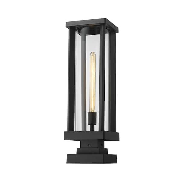 Unbranded Glenwood 22 .5 in. 1-Light Black Aluminum Hardwired Outdoor Weather Resistant Pier Mount Light with No Bulb Included
