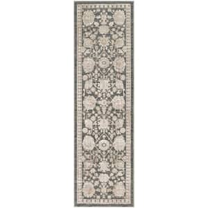 Renewed Charcoal 2 ft. x 8 ft. Distressed Traditional Runner Area Rug