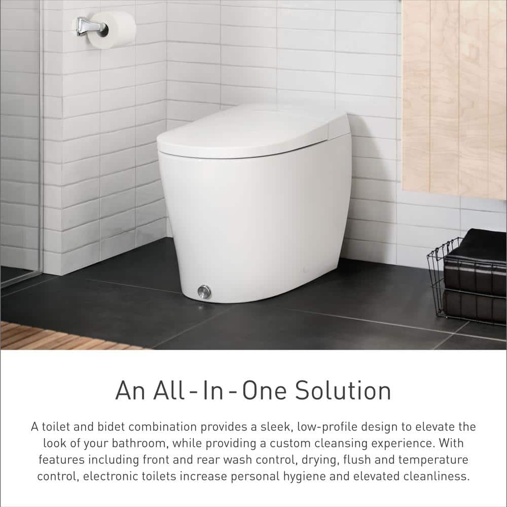 White Elongated One-Piece Smart Toilet with Remote