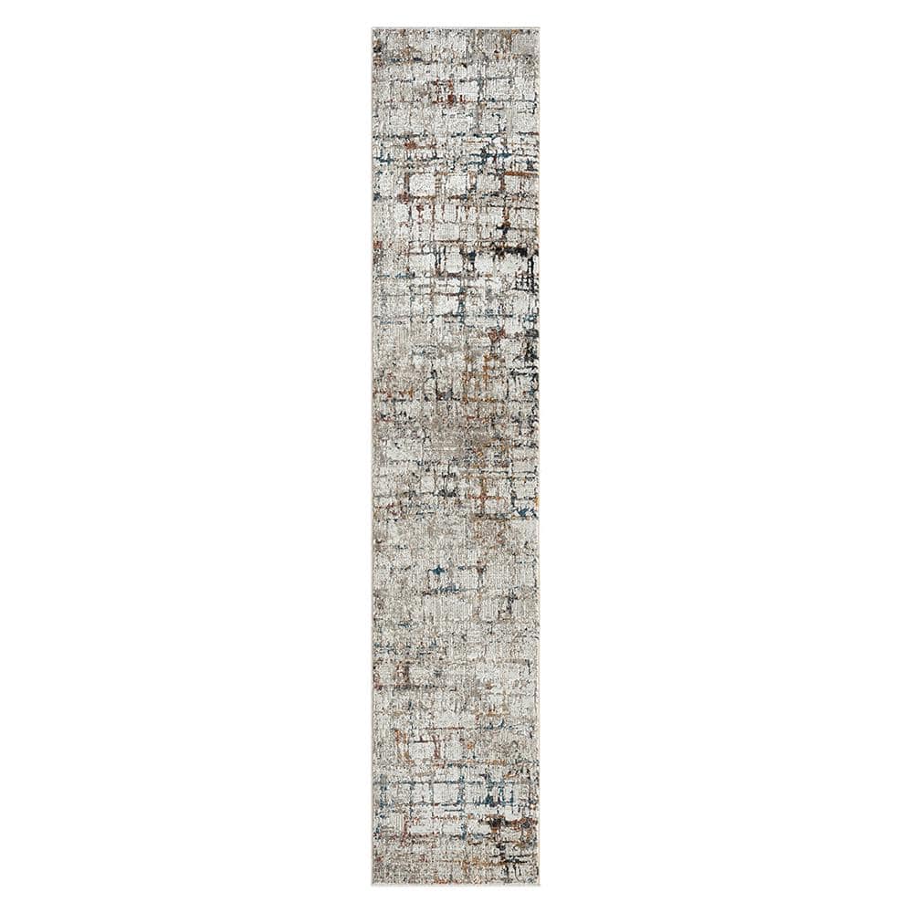 Babette Gray/Multi 2 ft. x 10 ft. Abstract High-Low Textured Indoor Area Ru