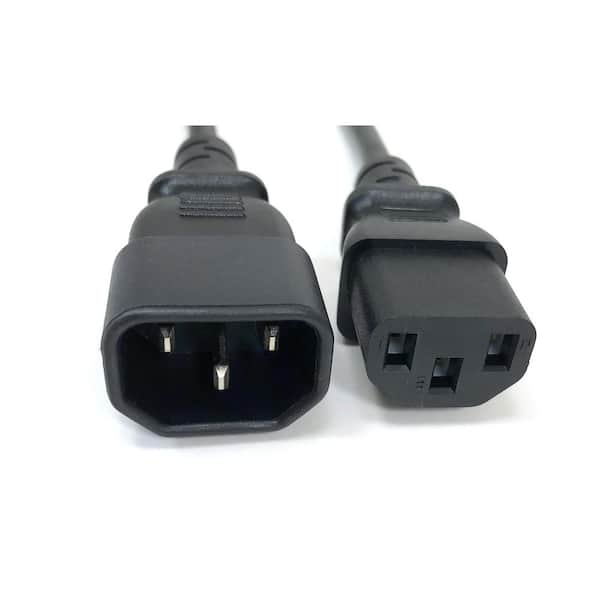 Micro Connectors, Inc 3 ft. 18-Gauge General Purpose Indoor AC Power Extension Cord UL Approved C13 to C14 in Black (2 Per Box)
