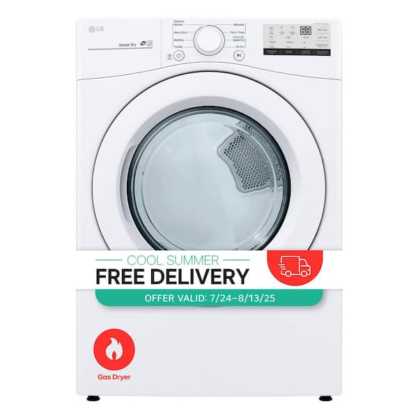 7.4 Cu. Ft. Vented Stackable Gas Dryer in White with Sensor Dry