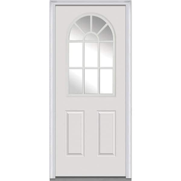 MMI Door 36 in. x 80 in. Left-Hand Inswing 11-Lite Clear Classic External Grilles Primed Fiberglass Smooth Prehung Front Door
