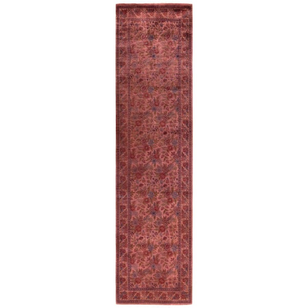 Overdyed Pink 3 ft. x 10 ft. Solid Wool Indoor Runner Rug