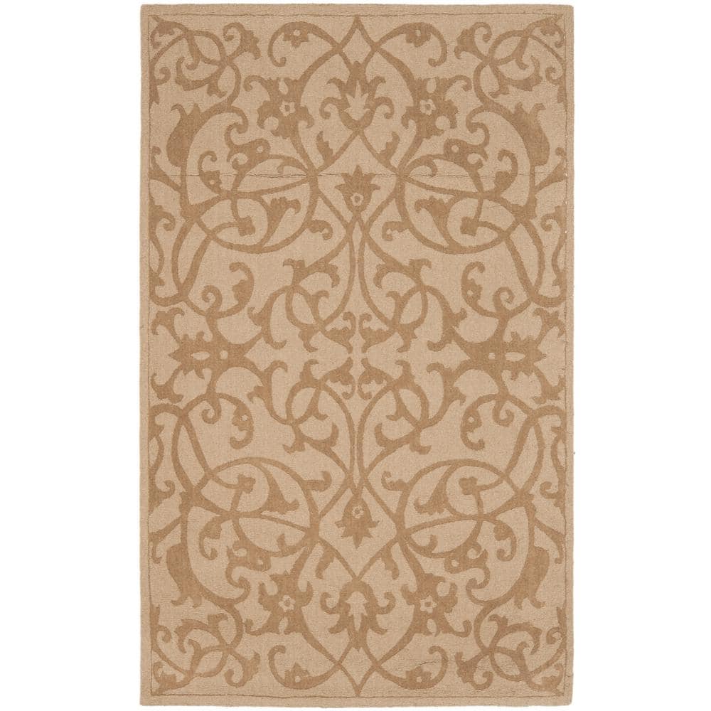 Luxurious Hand-Tufted New Zealand Wool Area Rug, 4' x 6', Light Brown