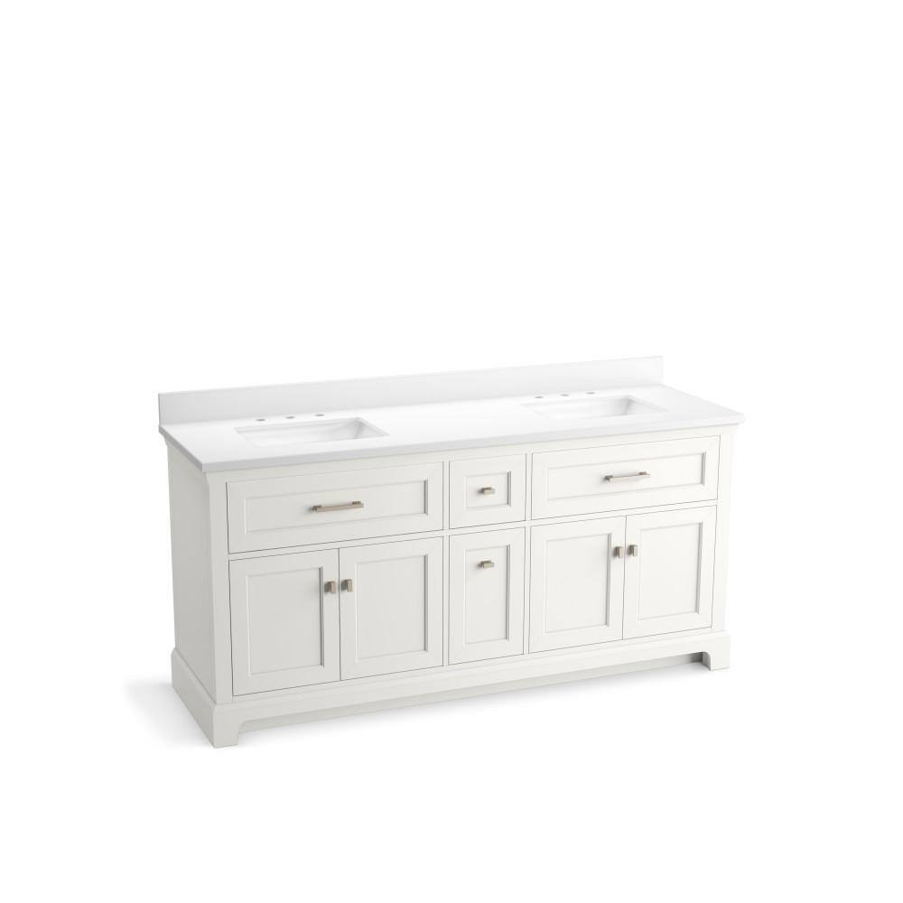 KOHLER Charlemont 72 in. W x 22in. D x 36 in. H Double Sink Bath Vanity in White with White