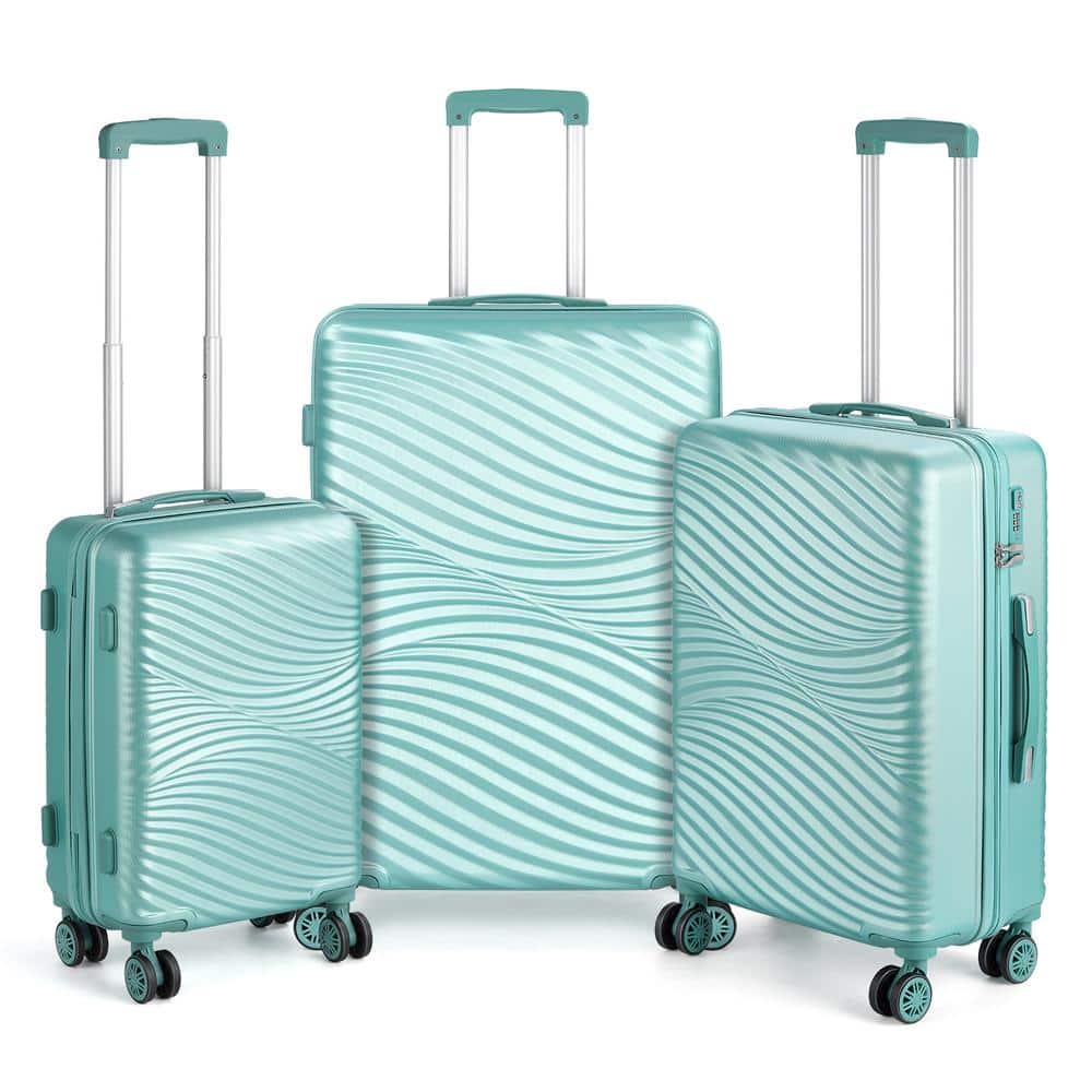 HIKOLAYAE Catalina - The Set Home Luggage Elite Piece Compliant CW-A558-MINT-3 Nested Depot - in Hardside TSA Waves Mint, 3