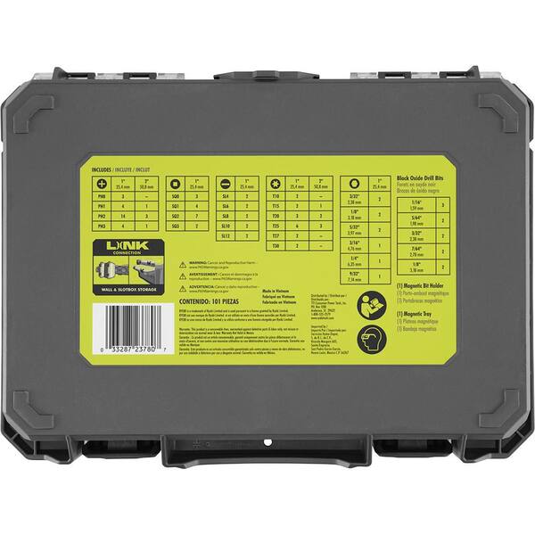 RYOBI Drill & Drive Set (101-Piece) with Mag Tray, Tool Inserts