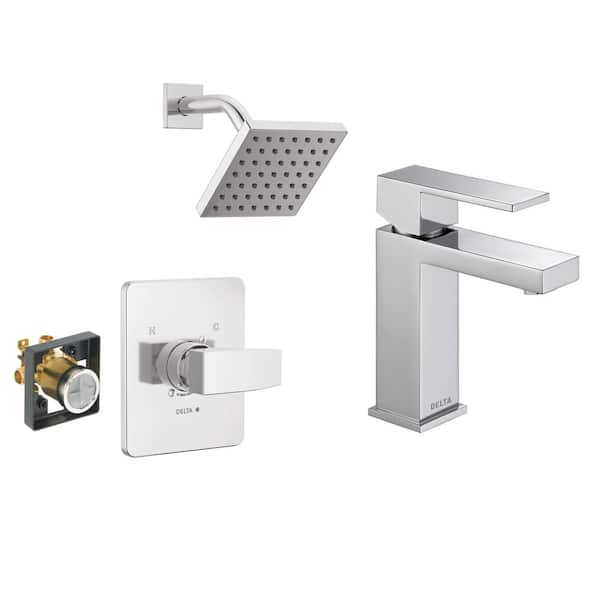 Delta Modern 1-Spray Shower Faucet with Single Handle Single Hole Bathroom Faucet in Chrome