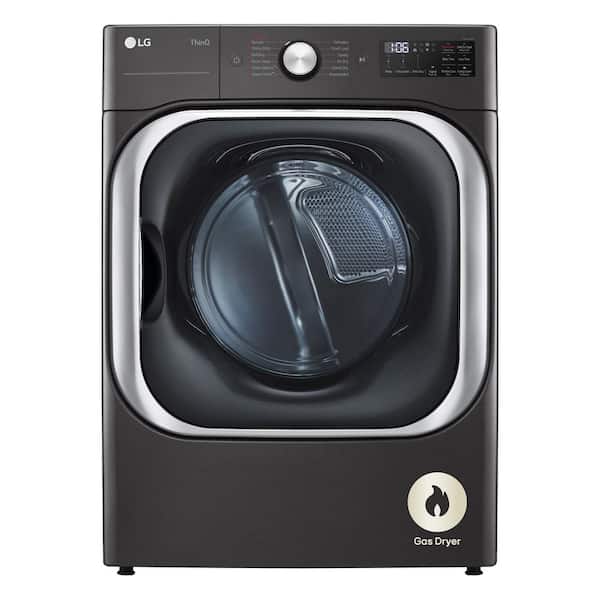 9.0 cu. ft. Vented SMART Stackable Gas Dryer in Black Steel with TurboSteam and Sensor Dry Technology