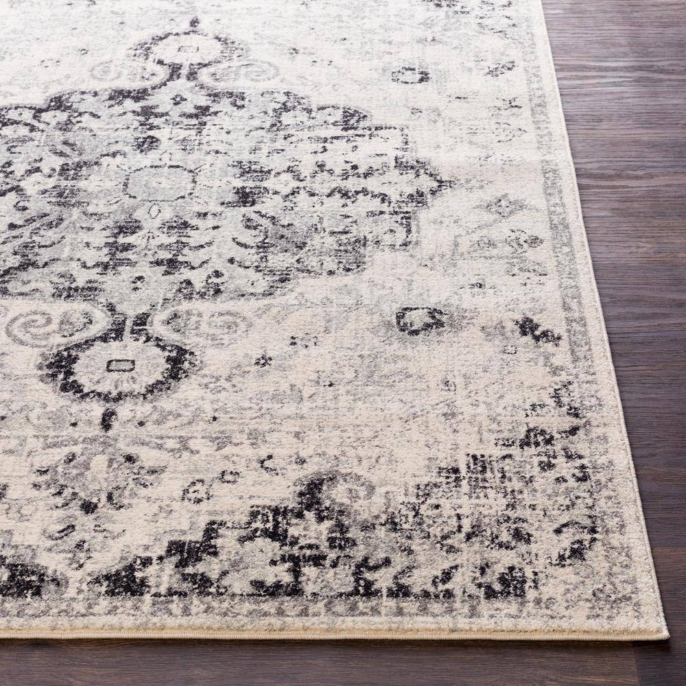 Gray Rectangular Synthetic Medallion Area Rug, 7'10" x 10'2"