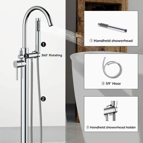 BTCSTAR Modern SingleHandle AntiCorrosion Freestanding Tub Faucet