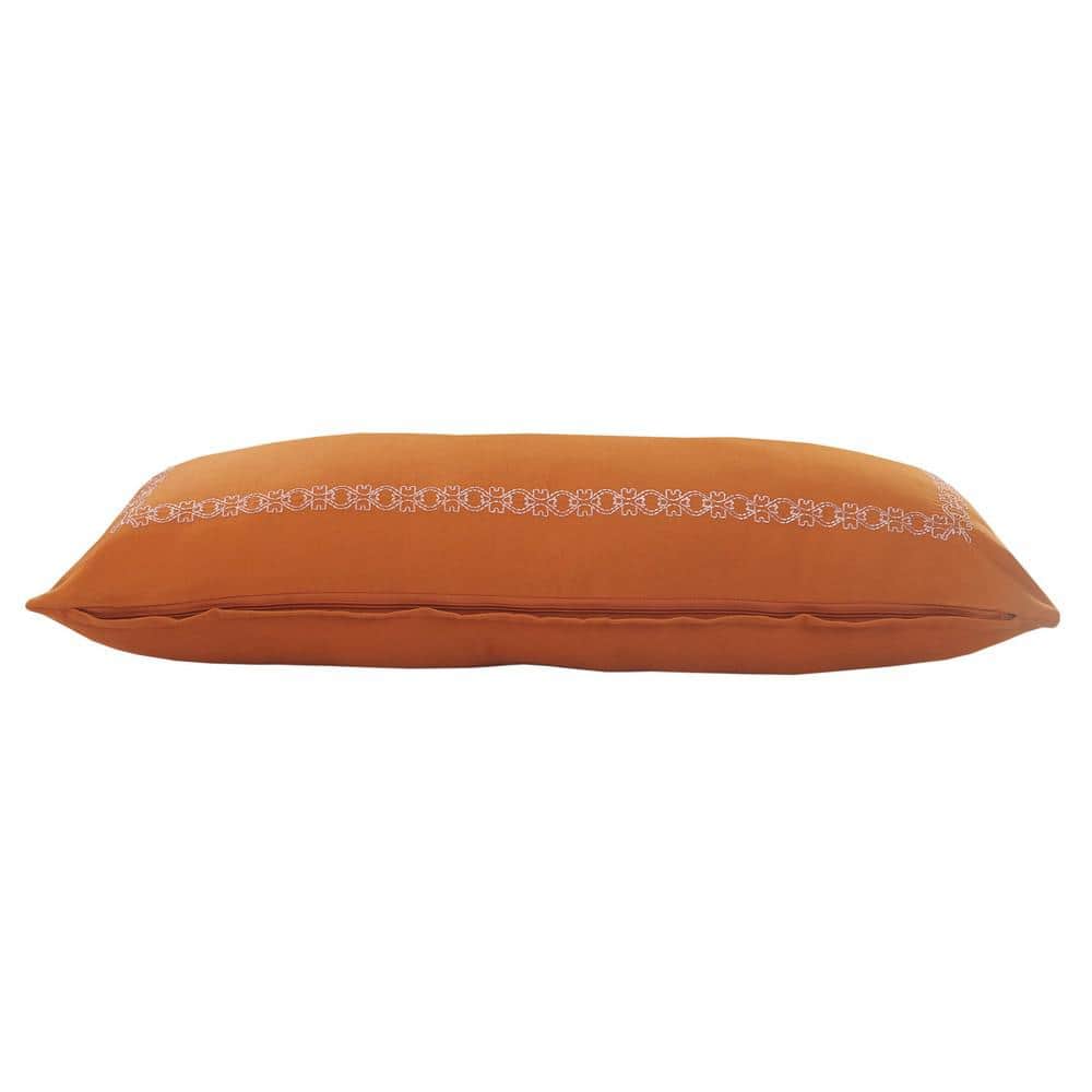 Cinnamon Embroidered Border Rectangular Lumbar Pillow, 14" x 36"