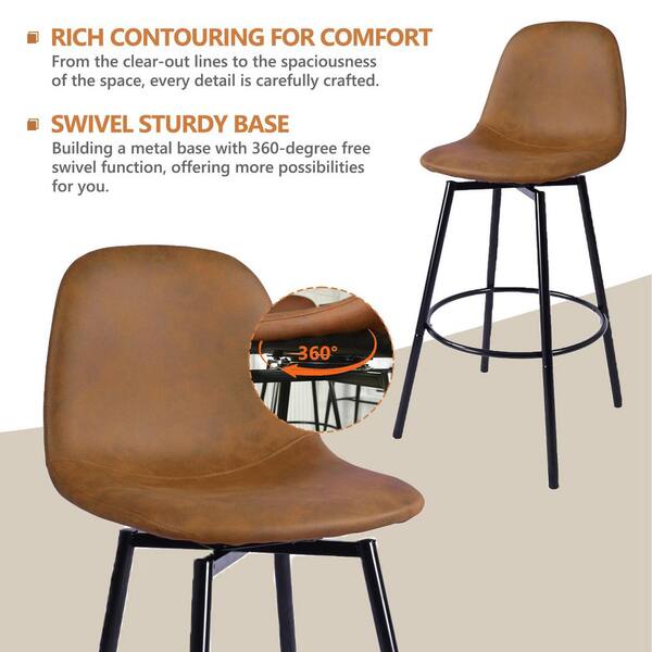 StyleWell 29 in. Adenmore Swivel (Set of 2) Bar Stool with Brown