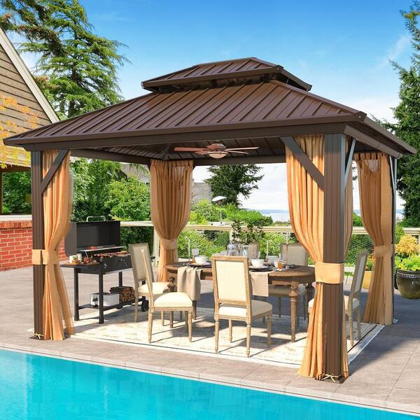 HOMMOW 10 ft. x 10 ft. Hardtop Gazebo with Galvanized Steel