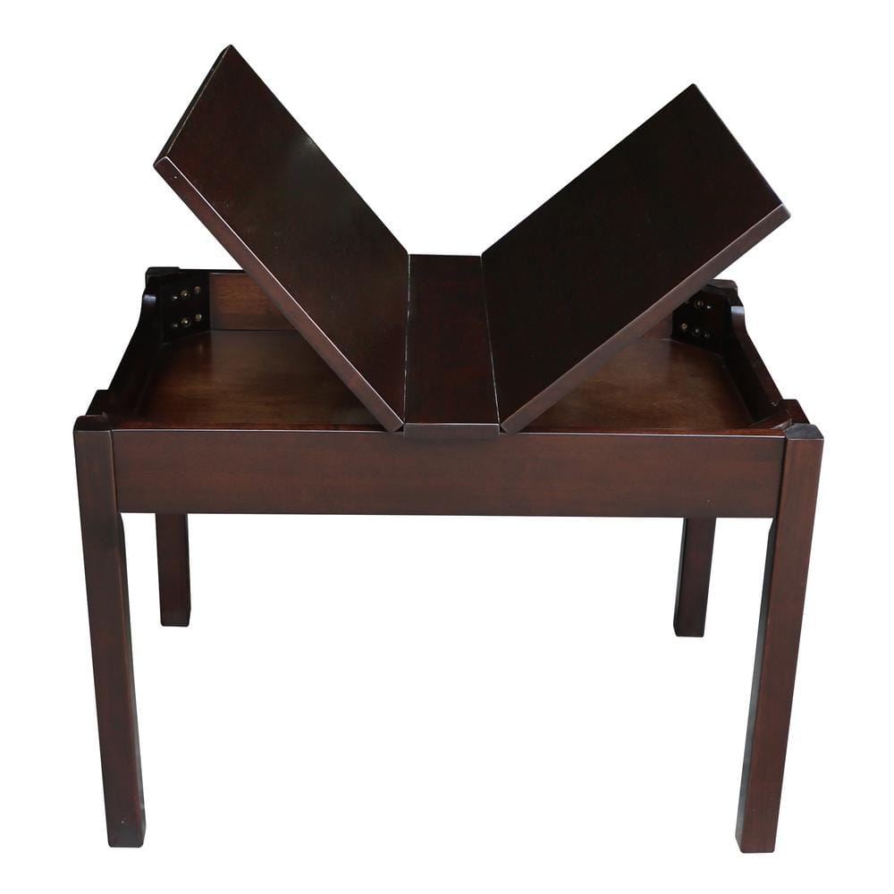 Children's Dark Stained Rubberwood Lift-Top Storage Table