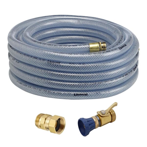 Underhill 0.75 in. Dia x 50 ft. Clear Water Hose with Precision Cloudburst Nozzle and Hose Adapter