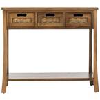 Autumn 34 in. Oak Standard Rectangle Wood Console Table with Drawers
