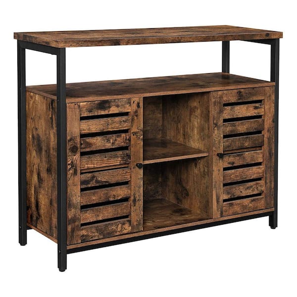 Benjara Brown Wood Top 13.8 in. Sideboard with 2 Door and One Shelf