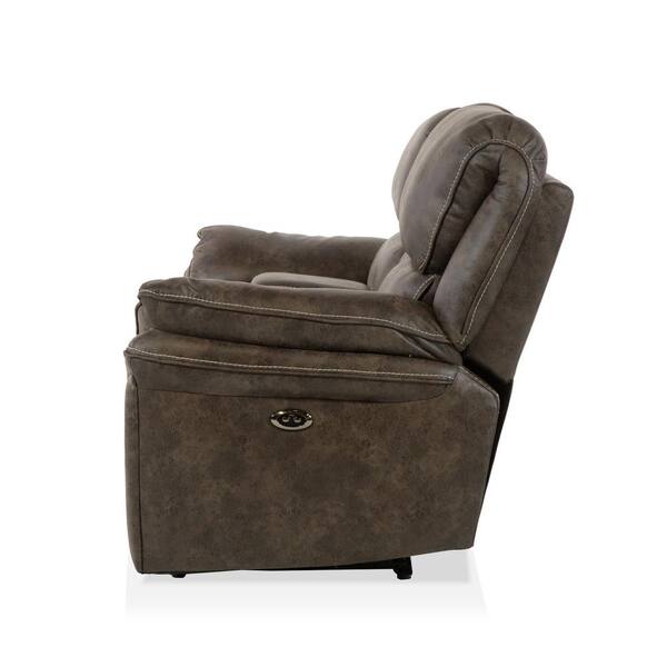Furniture of America Chapmin 69.5 in. Dark Brown Faux Leather 2-Seat  Loveseat with Cup Holders IDF-9906-LV - The Home Depot